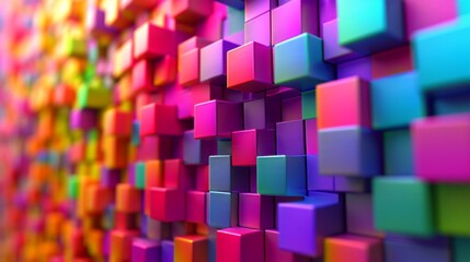 Vivid array of colorful blocks creating a captivating geometric backdrop.