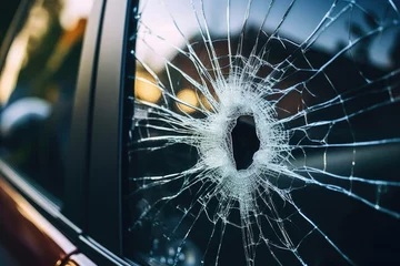 Foto op Canvas Accident windscreen damage broken window car crash wreck auto shattered windshield © SHOTPRIME STUDIO