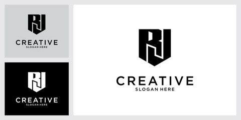 RJ or JR initial letter logo design vector.
