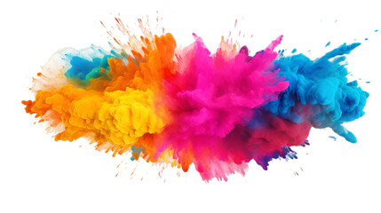 illustration of Holi powder Color, Isolated on transparent PNG background, Generative ai