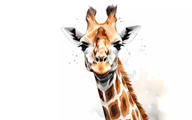 Angolan giraffe in watercolor style, on white background. generative ai - obrazy, fototapety, plakaty