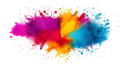 illustration of Holi powder Color, Isolated on transparent PNG background, Generative ai