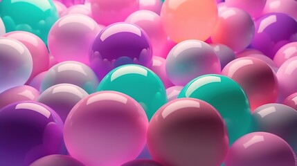  colored bubbles float on a colorful background, in the style of pastel dreamscapes, image background wallpaper, generative ai