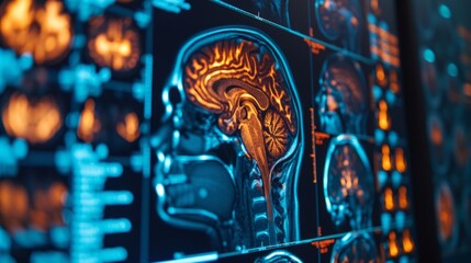High-resolution medical brain scan display for advanced diagnostics - obrazy, fototapety, plakaty