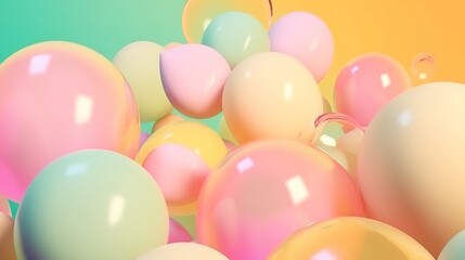 colored bubbles float on a colorful background, in the style of pastel dreamscapes, image background wallpaper, generative ai