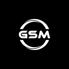 GSM letter logo design with black background in illustrator, cube logo, vector logo, modern alphabet font overlap style. calligraphy designs for logo, Poster, Invitation, etc.