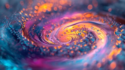 Colorful soap bubbles in a swirl of iridescence on a macro scale - obrazy, fototapety, plakaty