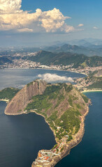 aerial view of the sea and mountains