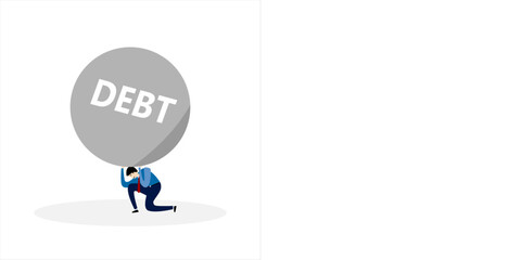 Debt burden concept employee dept, load, illustration
