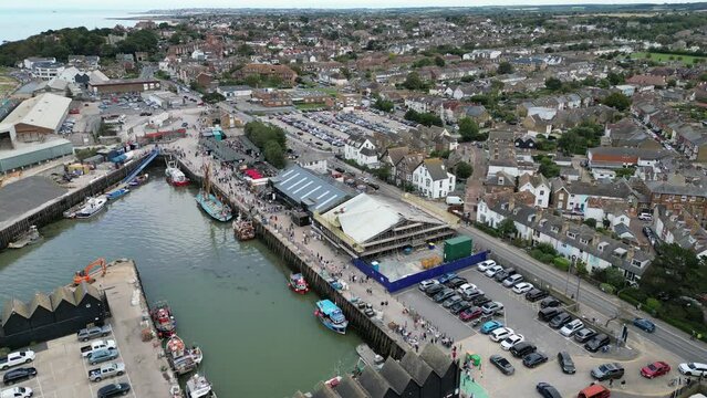 Whitstable Seafront with Traditional Clapboard Houses and Shingle Beach