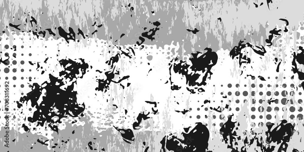 Wall mural Grunge texture white and black. Sketch abstract to Create Distressed Effect. Overlay Distress grain monochrome design. Stylish modern background for different print products. Vector abstract dots - Wall murals