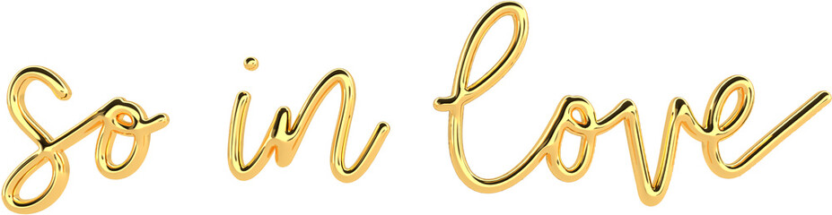 3D Golden Text Typography So In Love Valentines Day Text