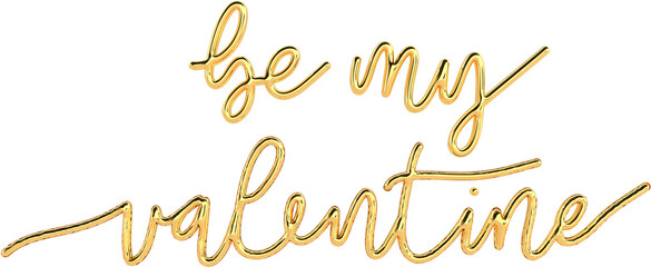 3D Golden Text Typography Be My Valentine Valentines Day Text