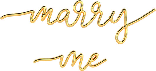 3D Golden Text Typography Marry Me Valentines Day Text