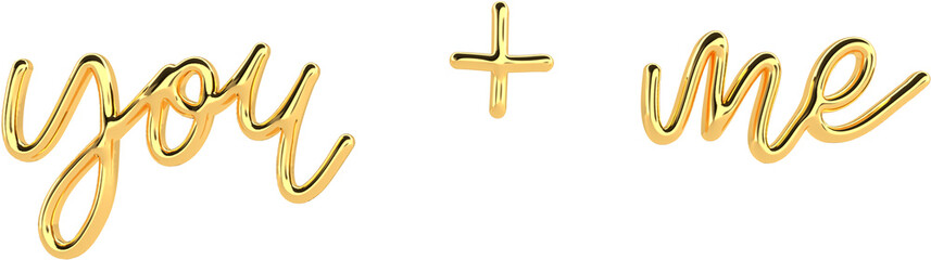 3D Golden Text Typography You Plus Me Valentines Day Text