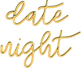 3D Golden Text Typography Date Night Valentines Day Text