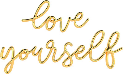 3D Golden Text Typography Love Yourself Valentines Day Text
