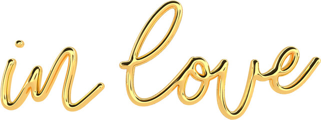 Obraz premium 3D Golden Text Typography In Love Valentines Day Text