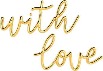 Obraz premium 3D Golden Text Typography With Love Valentines Day Text