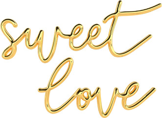 3D Golden Text Typography Sweet Love Valentines Day Text