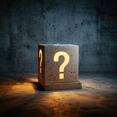 A mystery box with question mark on it - obrazy, fototapety, plakaty