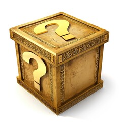 A mystery box with question mark on it