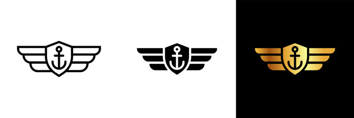Embody the honor and pride of naval service with this navy badge icon, representing courage, commitment, and the distinguished heritage of maritime duty. - obrazy, fototapety, plakaty