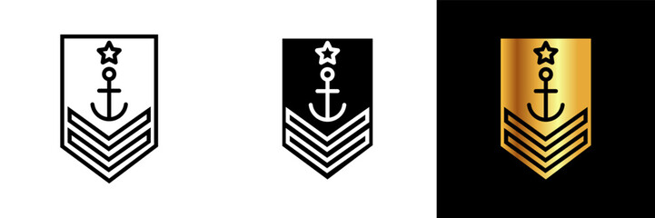 Display honor, rank, and authority with this navy rank insignia icon, representing the distinguished hierarchy and leadership within maritime service. - obrazy, fototapety, plakaty