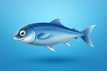 Obraz premium A fish is depicted against a light blue background, adding to the aquatic theme.