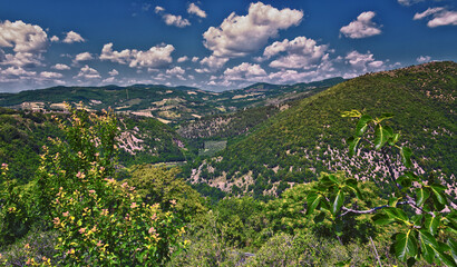 Assisi Province of  Perugia in the Umbria region, hill town views, rural landscape in summer. Italy...