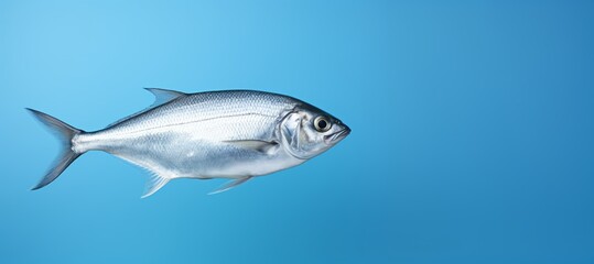 Obraz premium Silver fish swim in water, their swirling schools creating a mesmerizing scene against a silver background.