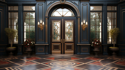 Entryway - entrance - front door - elegant - stylish - symmetrical - stylish 