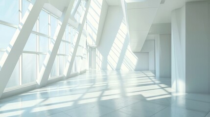 Futuristic Architecture Interior with Sunlight and Shadows - obrazy, fototapety, plakaty