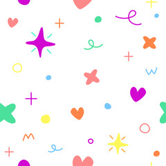 Cute confetti sprinkle sparkle shine. fun colorful line doodle seamless pattern. Creative abstract art background for children or festive celebration design. Illustration vector 10 eps.