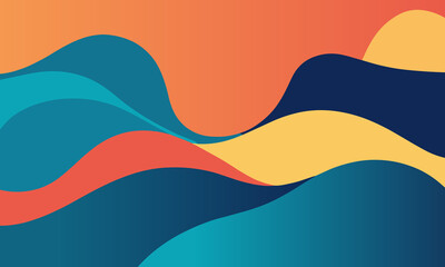 Creative abstract background with basic wave shapes, gradient colors, for wallpaper, banner, presentation template