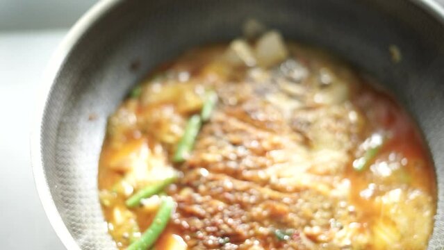 pan fried gurame fish with vegetables