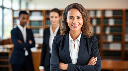 Business woman, portrait and arms crossed in a office with corporate management and success. Female manager, company worker and training employee at a workplace with confidence and ceo smile