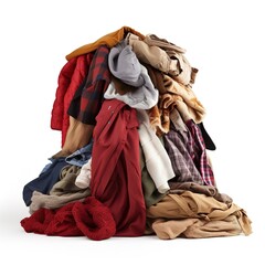 Bunch of clothes isolated on white background, generative ai
