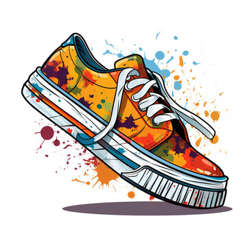 school shoes image design with PNG tranparent background. vector style school shoes illustration design for stickers, t-shirts and others. Generative Ai