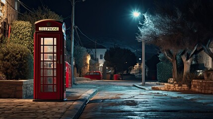 a red telephone booth english type - obrazy, fototapety, plakaty