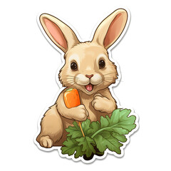 the rabbit is eating carrots image design with PNG tranparent background. vector style the rabbit is eating carrots illustration design for stickers, t-shirts and others. Generative Ai