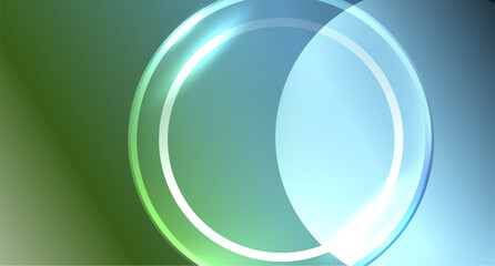 Neon glass circle copyspace for your text or product presentation geometric background. Vector illustration For Wallpaper, Banner, Background, Card, Book Illustration, landing page