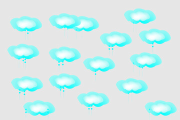 Animated white clouds fly in the sky from left to right. Looped video. Vector illustration on blue sky background. 4k animation.