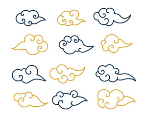 collection of korean autumn clouds element design