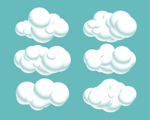 collection of fluffy clouds icon for natural weather