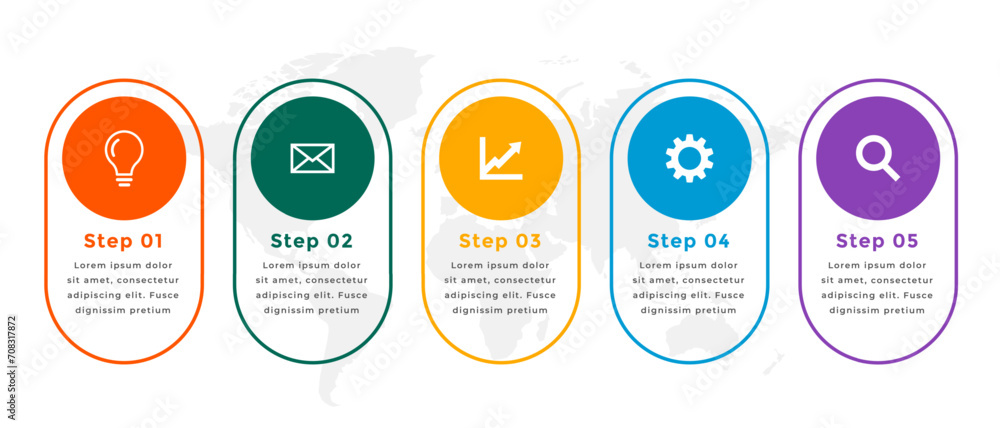 Poster business infographic timeline chart template with world map for global progress