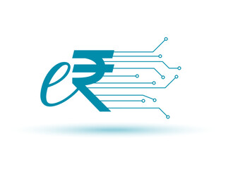 digital money erupee erupi symbol background with circuit lines