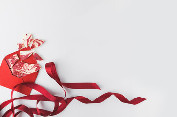 Red envelope ribbon greeting Background Template