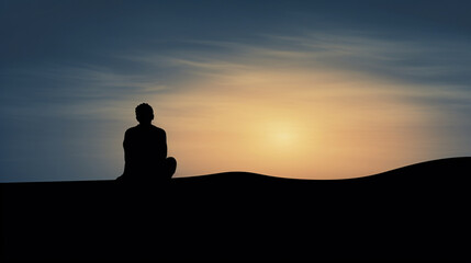 Fototapeta premium Silent Contemplation: silhouette of a person in solitude