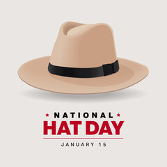 vector illustrational of national hat day, Flat design concept, graphic designe for banner, Celebrated Each Year on January 15th with Fedora Hats, Cap, Cloche or Derby in Flat Cartoon